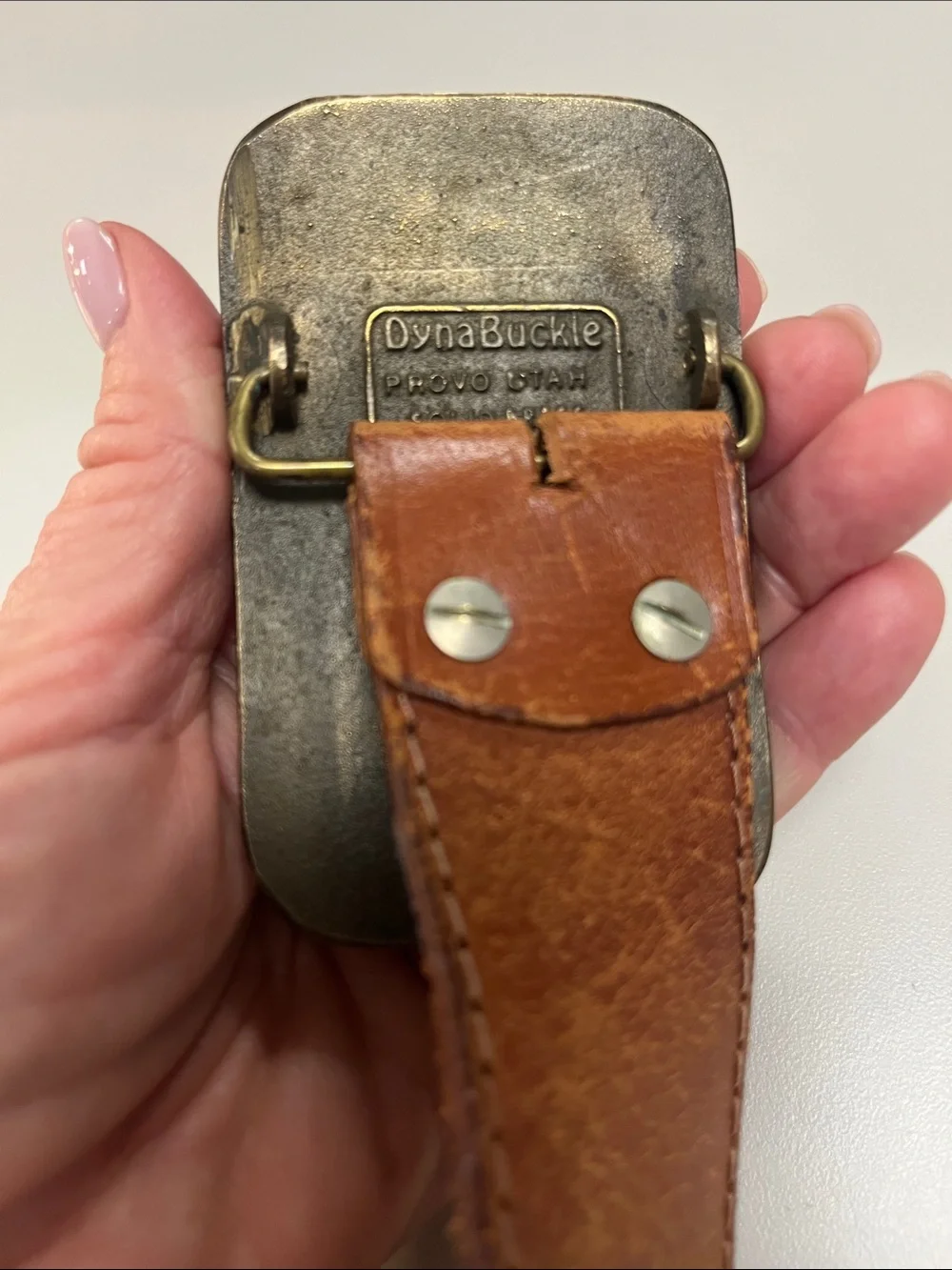 Dyna Buckle Devy Brown Leather Belt w/ Vanguard Brass Buckle